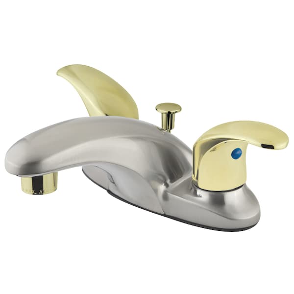 4" Centerset Bathroom Faucet, Brushed Nickel/Polished Brass